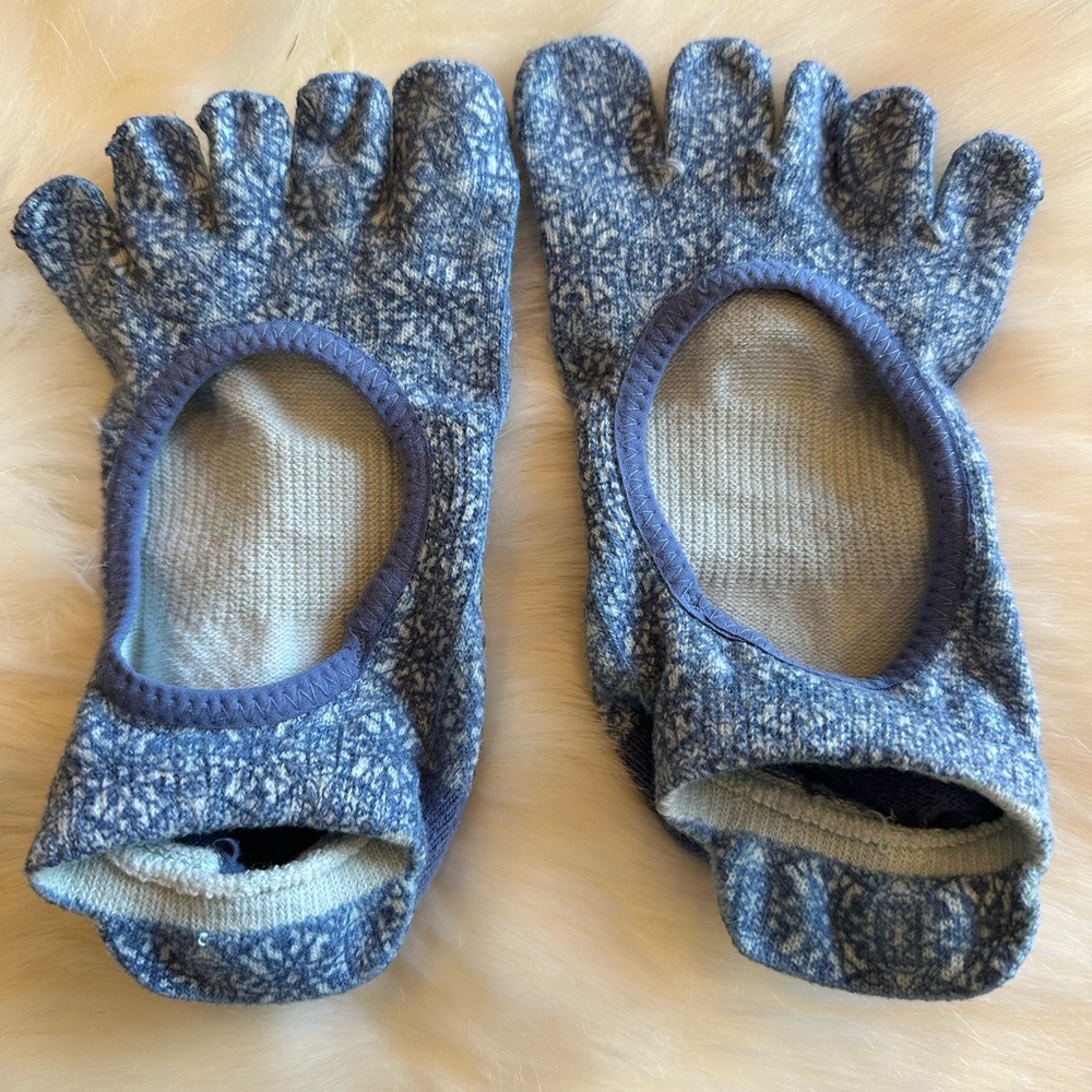 Blue Patterned Womens Toes Socks